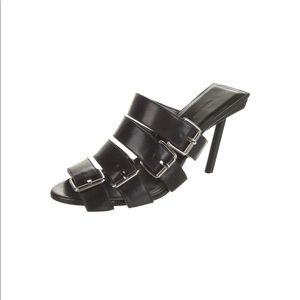 *SOLD* BALENCIAGA Leather Slides, Black with Silver Hardware